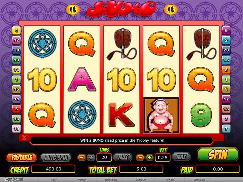 Sumo Free Casino Slot  with, delSecond Screen Game