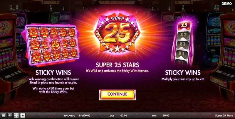Super 25 Stars Free Casino Slot  with, delSticky Wins