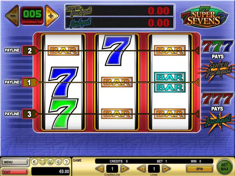 Super Sevens Free Casino Slot  with, delFree Spins