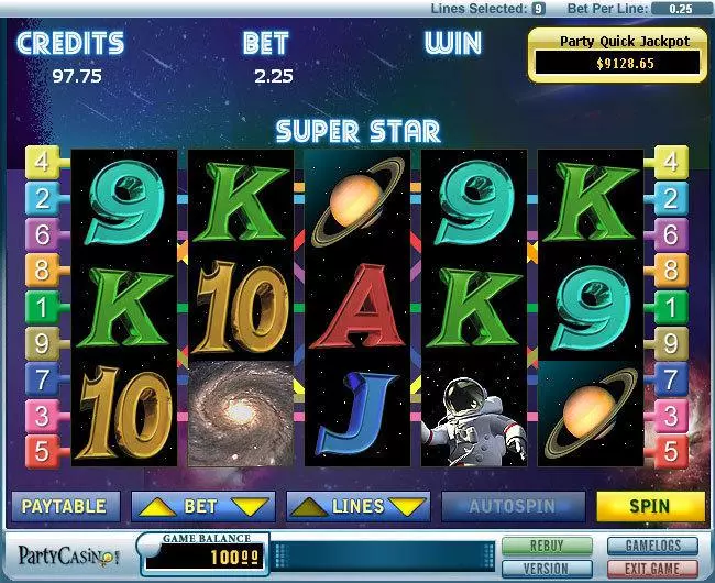Super Star Free Casino Slot  with, delJackpot bonus game