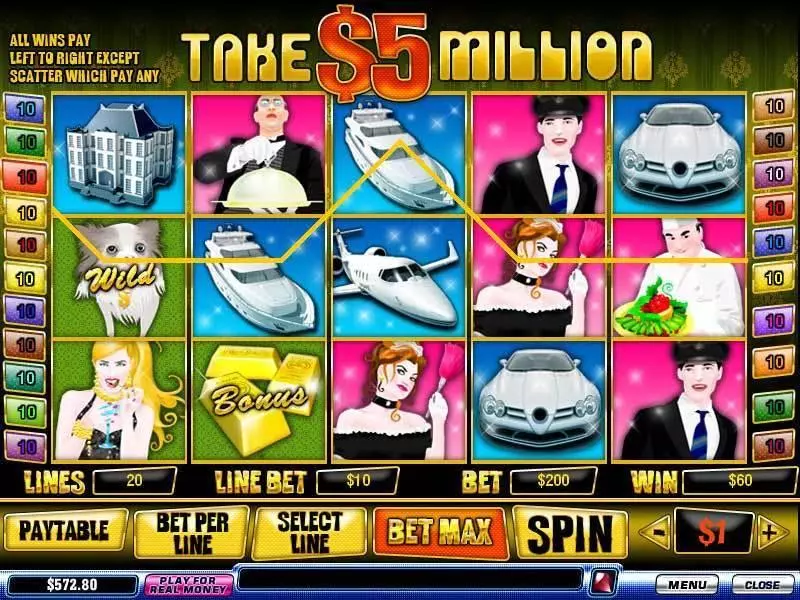 Take 5 Million Dollars Free Casino Slot  with, delFree Spins