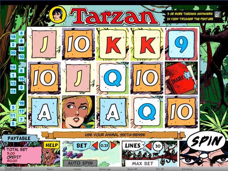 Tarzan Free Casino Slot  with, delSecond Screen Game
