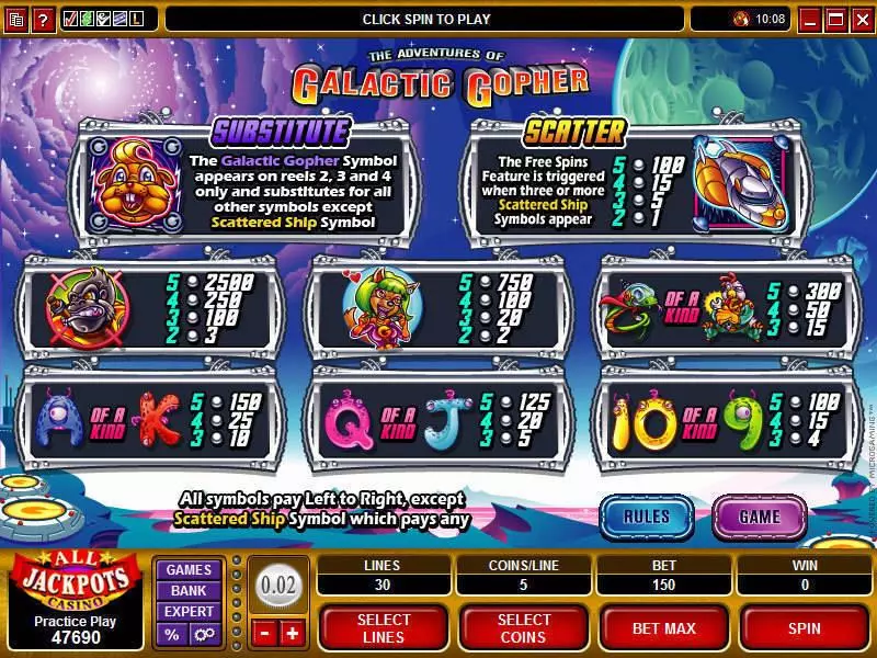 The Adventures of the Galactic Gopher Free Casino Slot  with, delFree Spins