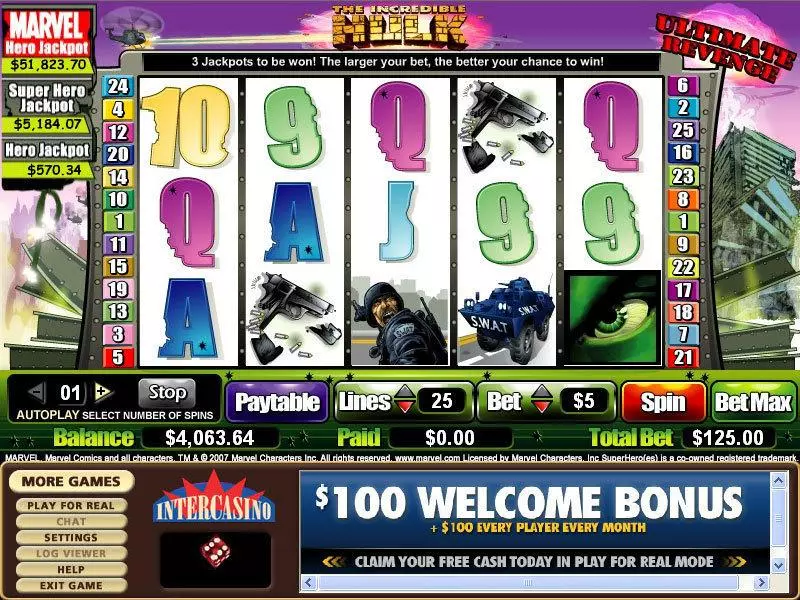 The Incredible Hulk - Ultimate Revenge Free Casino Slot  with, delSecond Screen Game