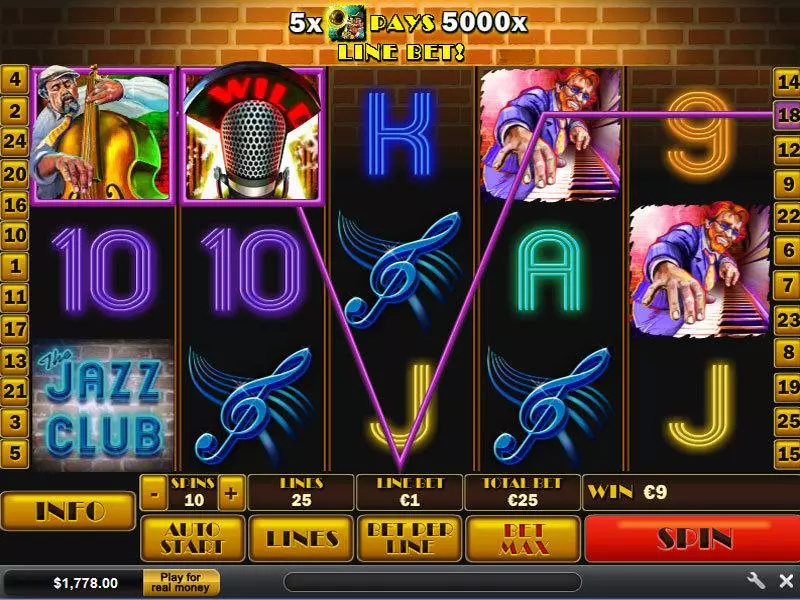 The Jazz Club Free Casino Slot  with, delFree Spins