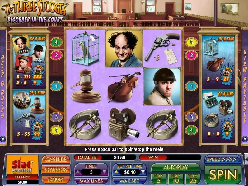 The Three Stooges Disorder in the Court Free Casino Slot  with, delAuto Nudge