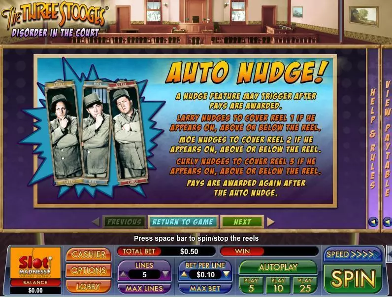 The Three Stooges Disorder in the Court Free Casino Slot  with, delAuto Nudge