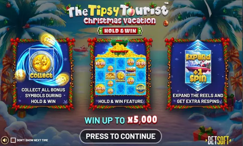 The Tipsy Tourist - Christmas Vacation Free Casino Slot  with, delBuy FeatureCollect BonusHold and Win