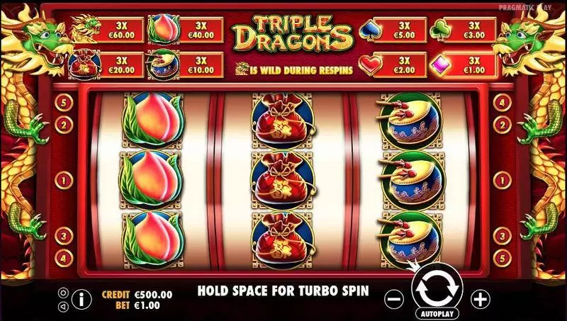 Triple Dragons Free Casino Slot  with, delRe-Spin