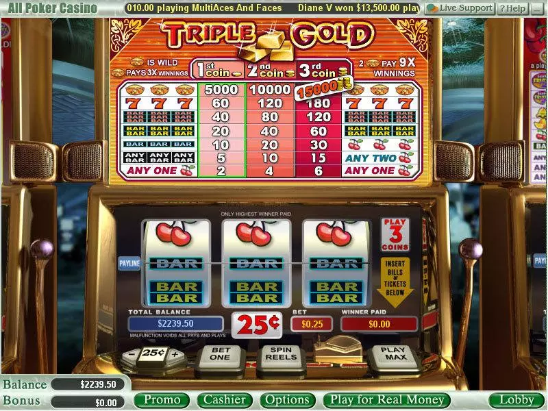 Triple Gold Free Casino Slot 