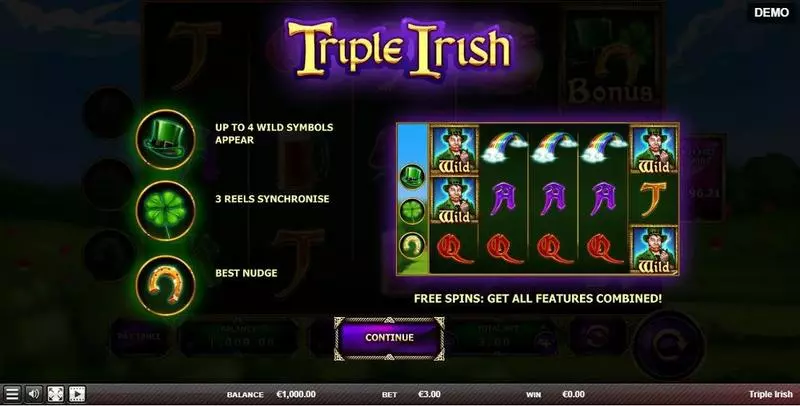 Triple Irish Free Casino Slot  with, delFree Spins