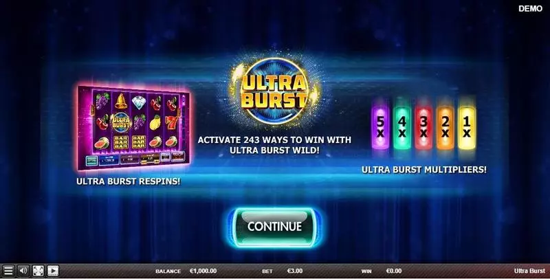 Ultra Burst Free Casino Slot  with, delRe-Spin