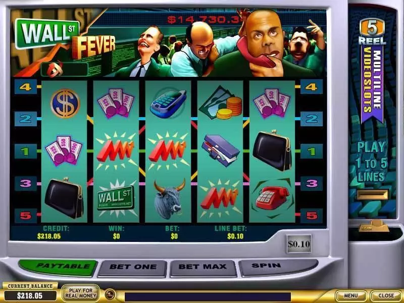 Wall st Fever 5 Line Free Casino Slot  with, delFree Spins