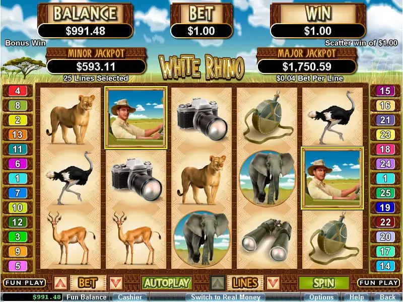 White Rhino Free Casino Slot  with, delFree Spins