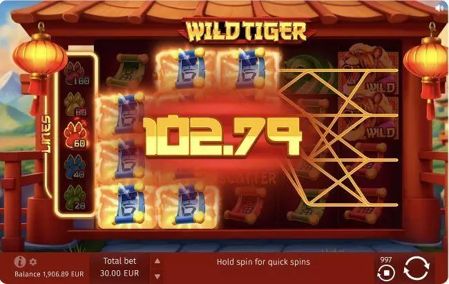 Wild Tiger Free Casino Slot  with, delLines change