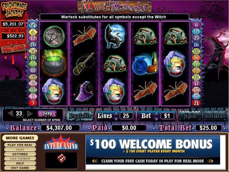 Witches and Warlocks Free Casino Slot  with, delSecond Screen Game
