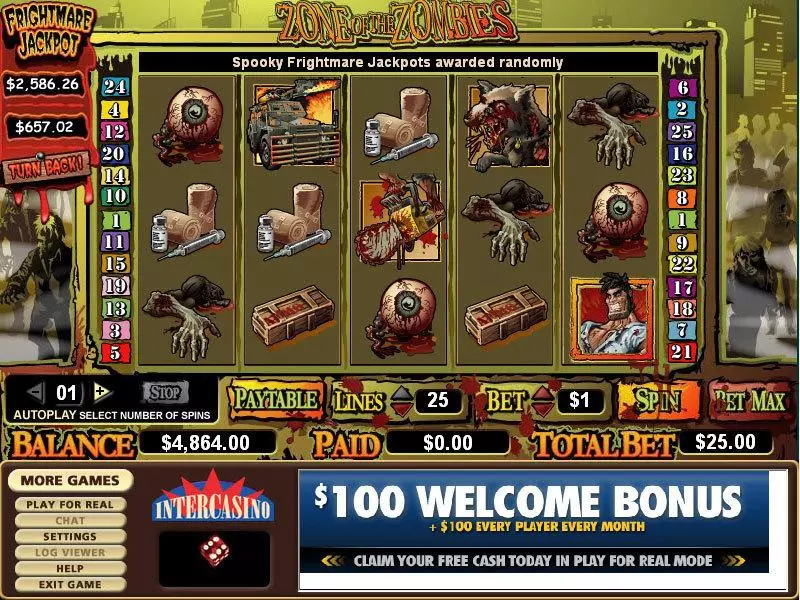 Zone of Zombies Free Casino Slot  with, delSecond Screen Game